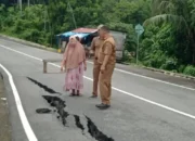 Jalan Amblas di Bukit Peti Peti, BPBD Kota Padang Ingatkan Pengendara Agar Hati-Hati