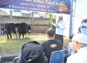 Gubernur Mahyeldi Hadiri Penyembelihan Sapi Kurban Bantuan Presiden RI di Masjid Raya Syekh Khatib Al-Minangkabawi