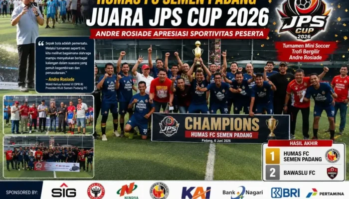 JPS Cup 2026 Berakhir Sukses, Humas FC Semen Padang Angkat Trofi Bergilir Andre Rosiade