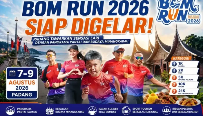 Padang Menyambut Ribuan Pelari, BOM Run 2026 Hadirkan Sport Tourism Terbesar di Sumbar