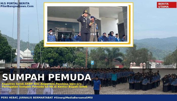 Kapolres Solok AKBP Rini Anggraini Jadi Pembina Upacara Peringatan Sumpah Pemuda ke-98 di Kantor Bupati Solok