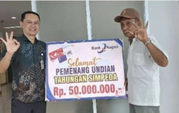 Bank Nagari Cabang Painan Serahkan Hadiah Pemenang Undian Tabungan Simpeda Tahun 2026