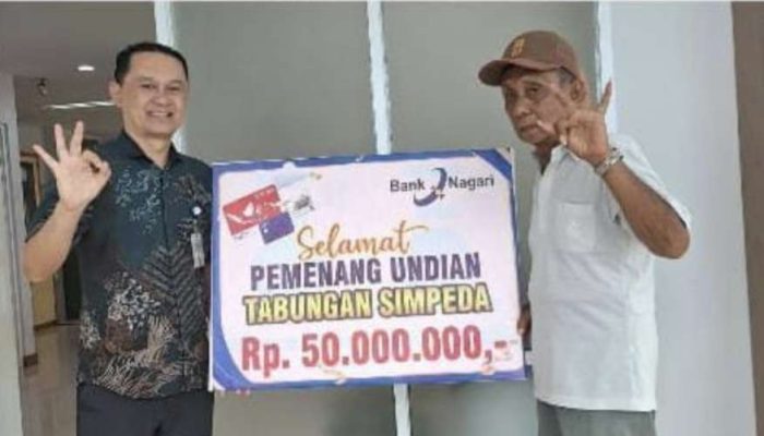 Bank Nagari Cabang Painan Serahkan Hadiah Pemenang Undian Tabungan Simpeda Tahun 2026